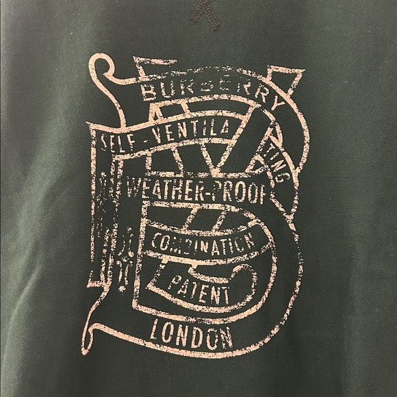 BURBERRY - Brit - Authentic Men’s Green Distressed Logo Sweatshirt size small - Picture 4 of 10
